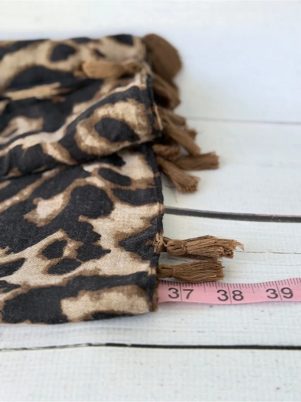 Leopard Print Tassel Scarf